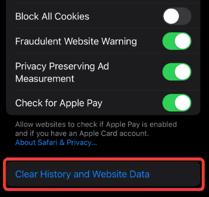 iPhoneでSafariのクッキーを削除する