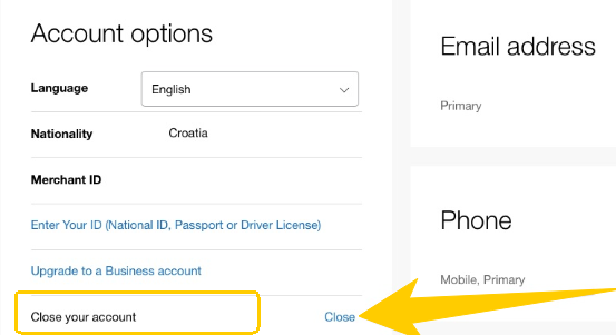 WindowsでPayPalアカウントを削除する