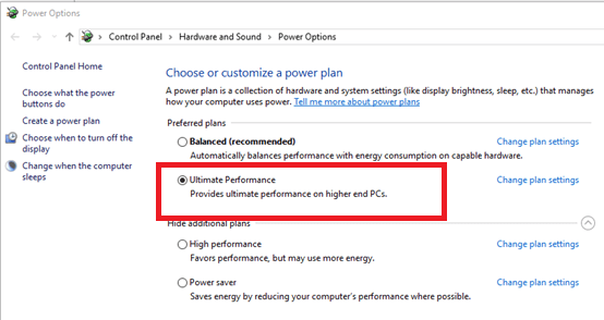 Select a Higher Power Settings