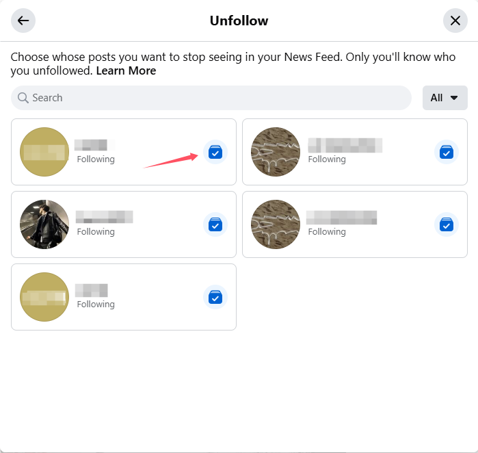 リストをスクロールして、更新情報をもう見たくない人やページ、グループをタップしてください。