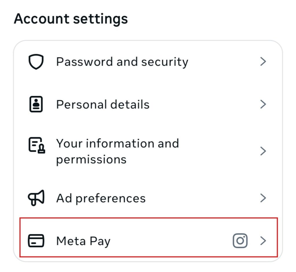 点击 "Meta Pay“