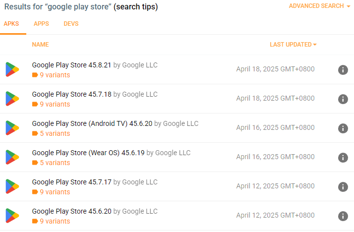 Download the Google Play Store APK File