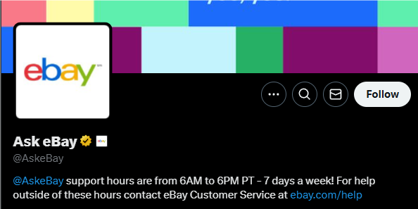 X. 上的 @Ask eBay 账号网页