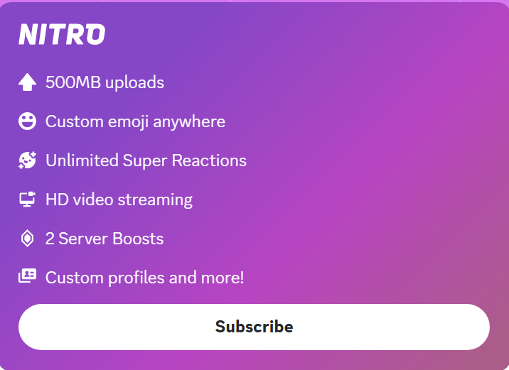 Discord Nitro Features