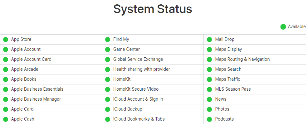 Check Apple’s System Status