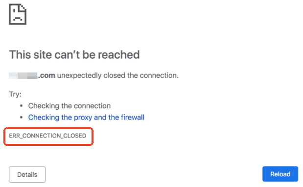 ERR_CONNECTION_CLOSED エラー