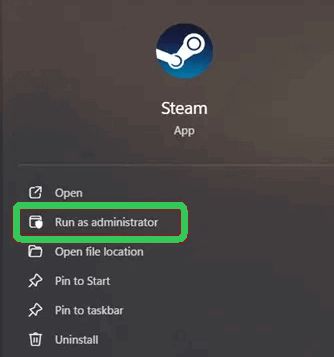 Run Steam as Administrator