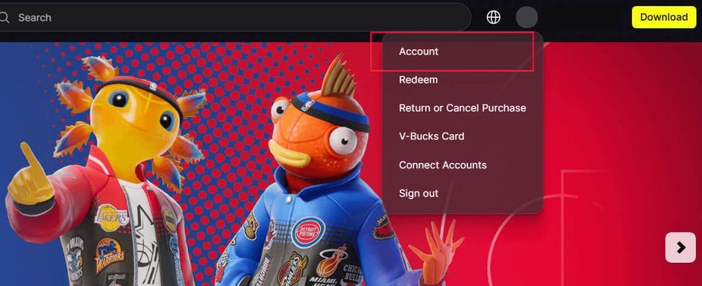 Choose “Account”