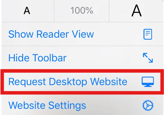 Access “Request Desktop Site” on Safari to play YouTube in the background