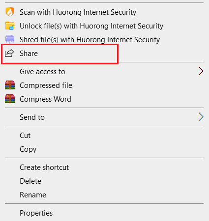 Choose “Share” from the Pop-up Menu