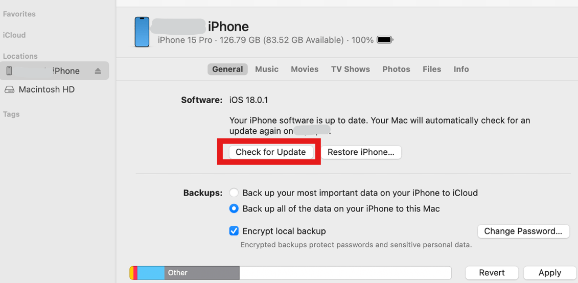 Update iPhone using a Mac