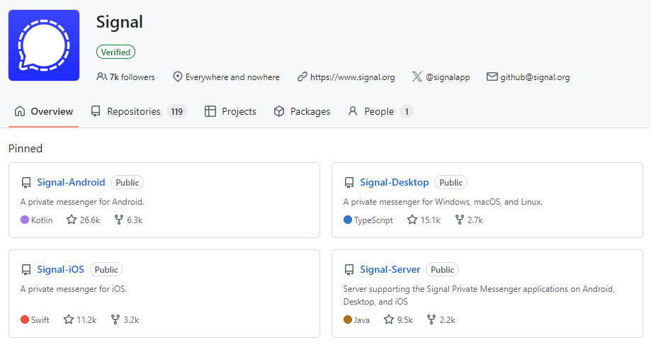 Signal 的开源代码在 GitHub 上