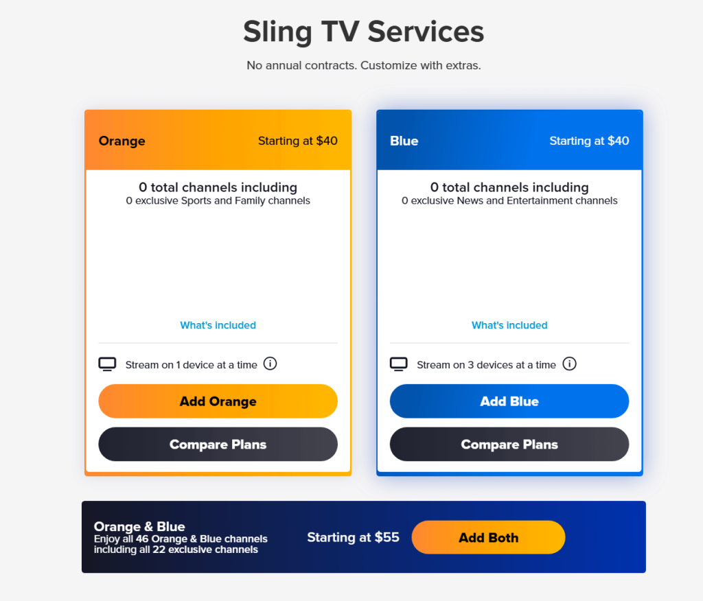 “Sling TV 服务”部分