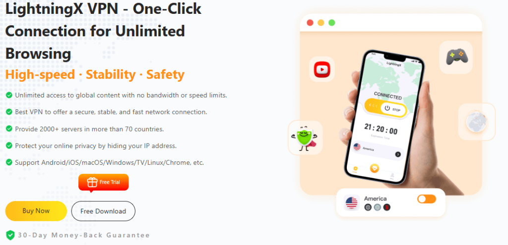 best free VPN for PS5: LightXtreme VPN