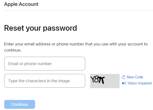 Reset Apple ID Password