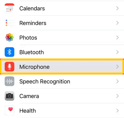 設定でiPhoneのマイクをオフにする