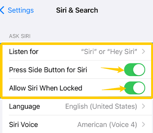 Siri設定からiPhoneのマイクをオフにする
