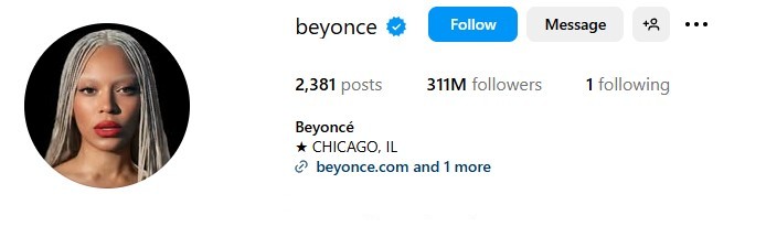 Beyonce的 Instagram 账户