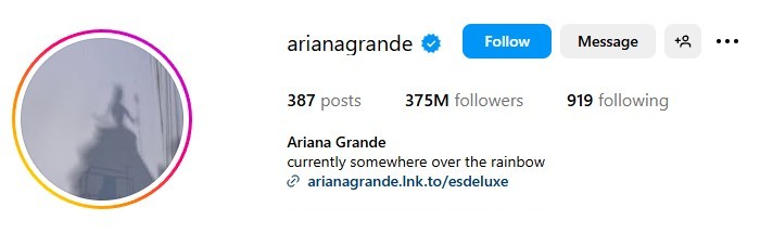 Ariana grande的 Instagram 账户