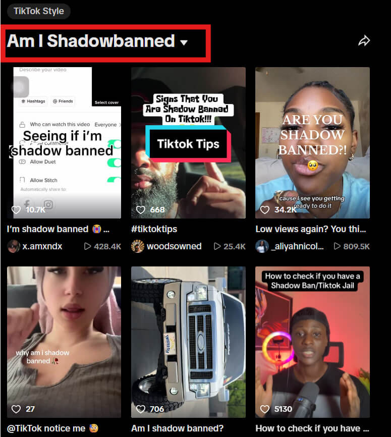 TikTok Style: Am I Shadowbanned?