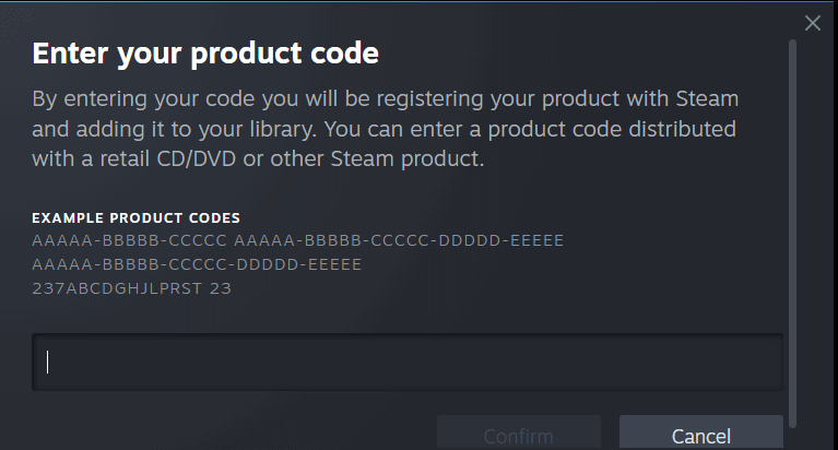 输入Steam游戏激活码