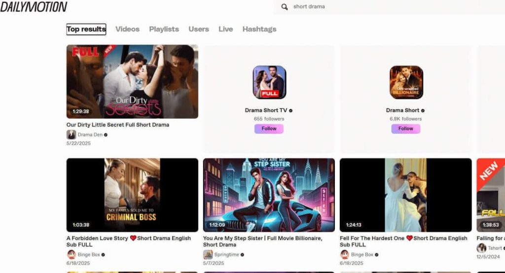 Dailymotion：最高の海外無料ショートドラマサイト