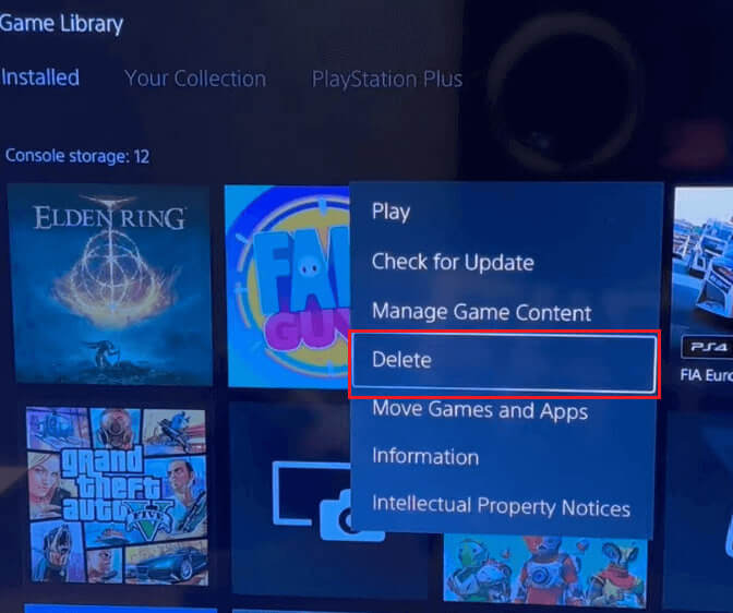 Select “Delete”