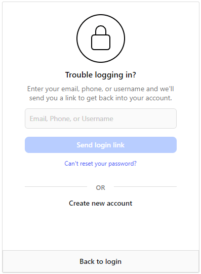 Instagramのパスワードをリセットする