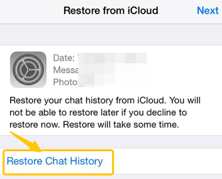 iCloudバックアップを使用してWhatsAppメッセージを復元する
