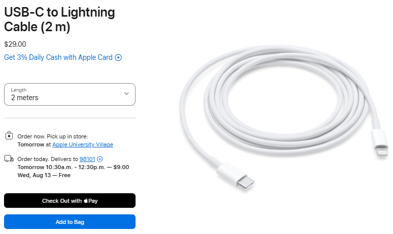 Apple公式20W USB-C - Lightningケーブル