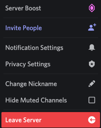 Select the "Leave Server" Option