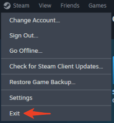 Restart Steam within the App