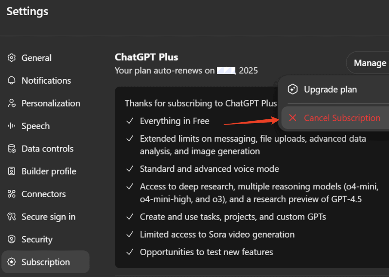 How to Cancel ChatGPT Subscription