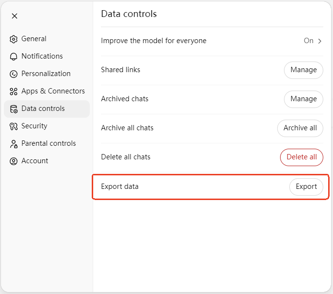 Export ChatGPT Data