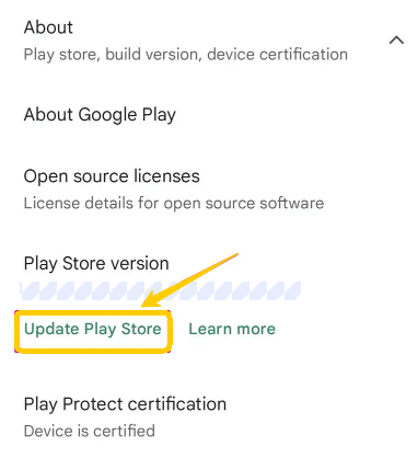 How to Update Google Play Store from Settings