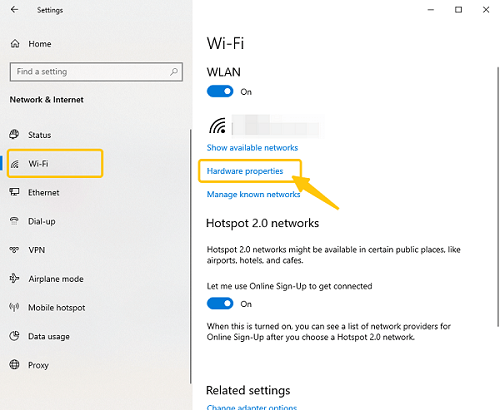 Windows設定でMACアドレスを確認する