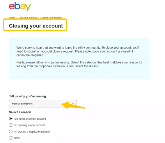 eBay アカウントを削除するにはどうすればいいですか?