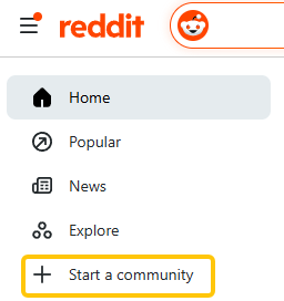 Redditで「コミュニティを作成」をクリックします
