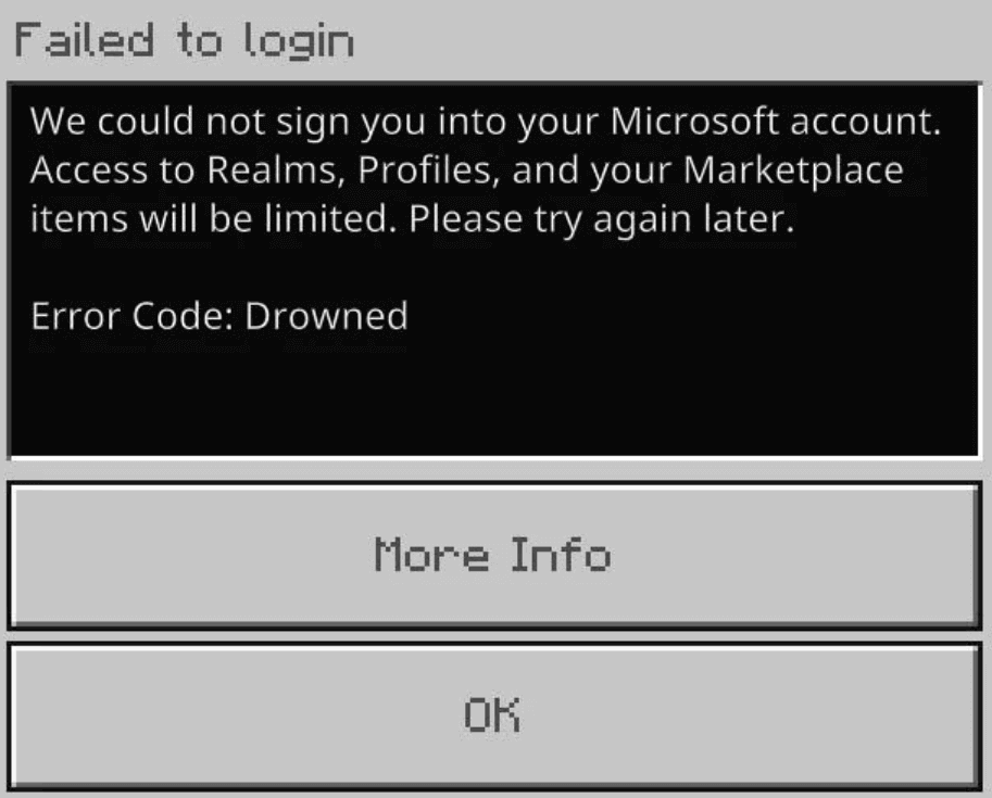 Minecraft错误代码:Drowned