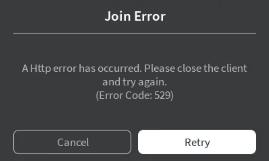 Roblox错误代码529