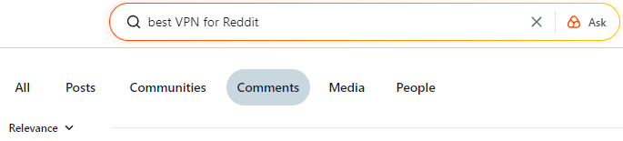 Verwende die integrierte Suche von Reddit