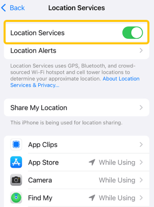 Turn Location Services On or Off on iPhone